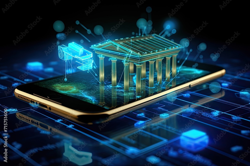Aufkleber involves banking services accessible via mobile devices or applications