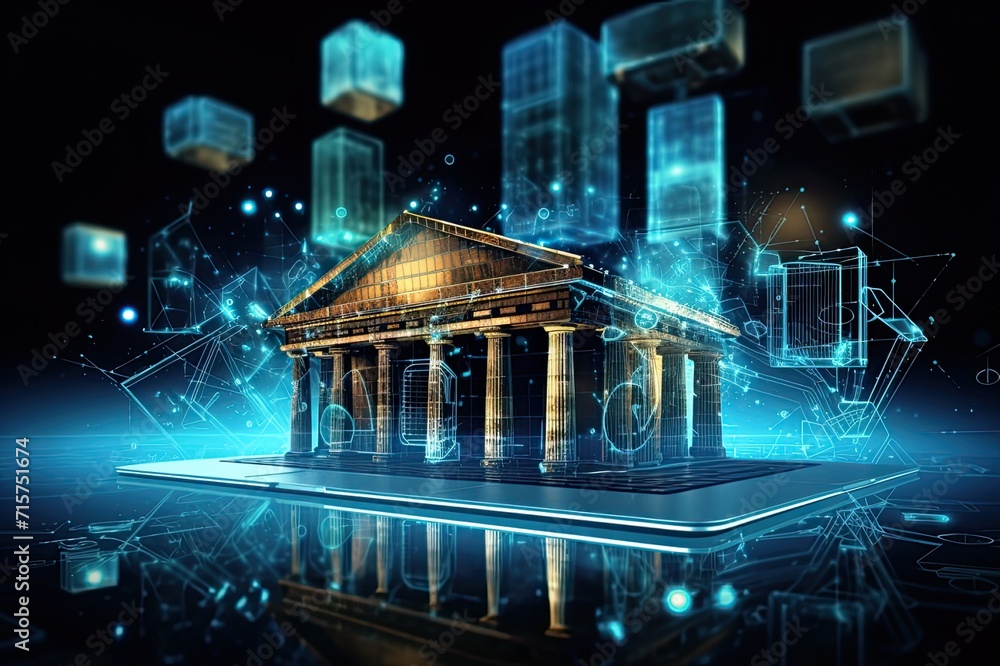 Poster represents internet-based banking services accessible through web platforms