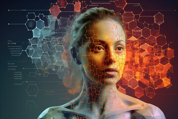 A visionary look into the future of healthcare technology, captured in a hexagonal mosaic with futuristic medical graphics. Ideal for tech and health enthusiasts.