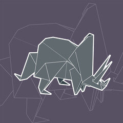 triceratops origami vector © icecubon
