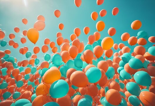 an image of balloons being released from the air in bright colors