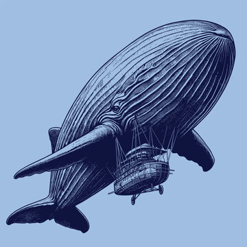 zepelin airship whales vector
