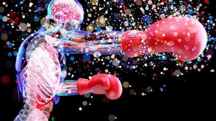 Abstract 3D anatomy of a man boxing - obrazy, fototapety, plakaty