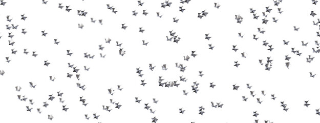 Banner with golden decoration. Festive border with falling glitter dust and stars.