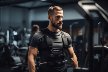 Focused Kinesthesiologist in a Modern Gym Setting, Deeply Engaged in Understanding the Intricacies of Human Body Movement