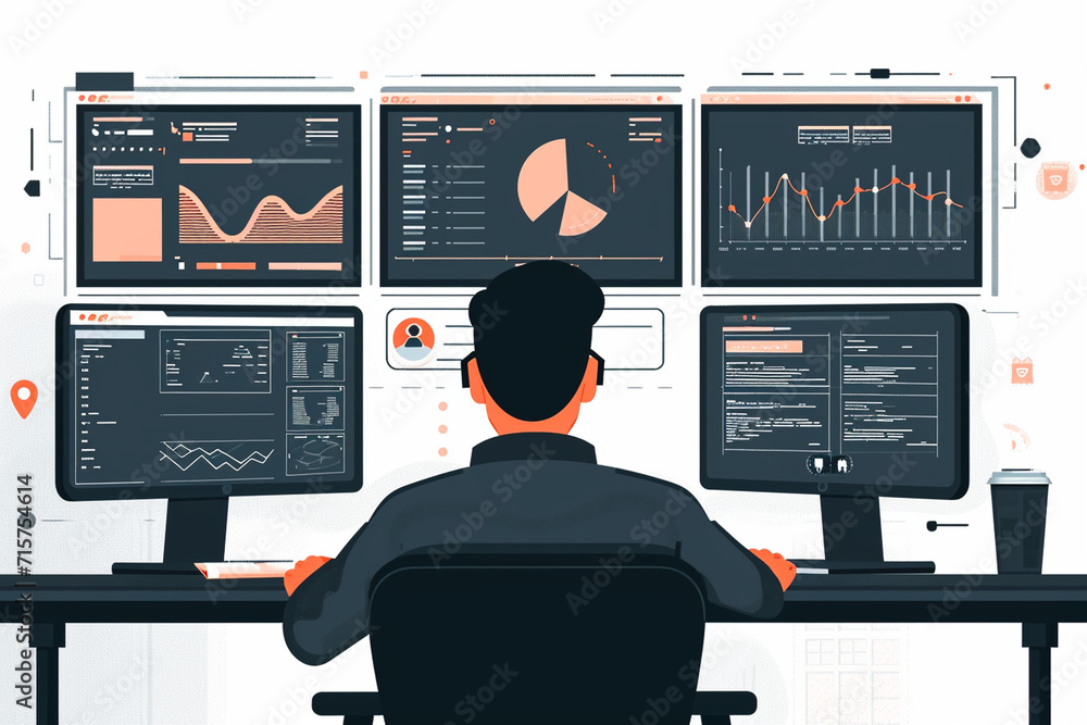 Poster a scene of a cyber security analyst monitoring threats in real-time, secure software development dra