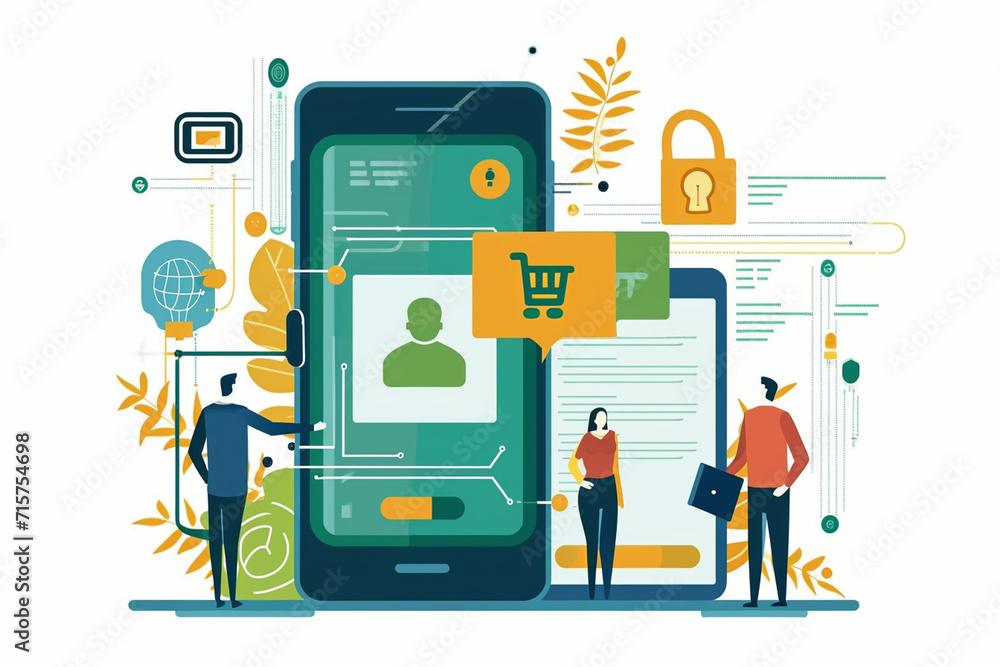 Poster an illustration showing the process of secure user authentication in an app, secure software develop