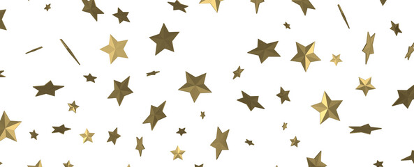 XMAS Stars - Banner with golden decoration. Festive border with falling glitter dust and stars.