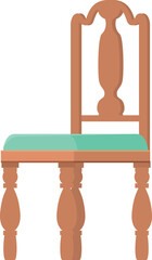 Wood chair icon cartoon vector. Leather material. Clean room crack