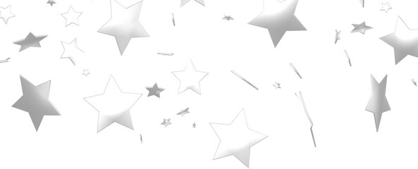 Group of silver stars isolated on white background.