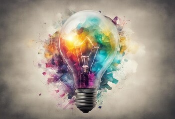light bulb with colorful splashes
