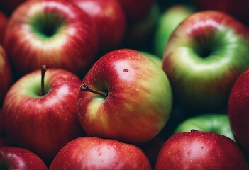 Multiple fresh apples in a shiny close-up, highlighting their natural appeal.