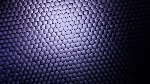 Hexagonal grid abstract light on black background 