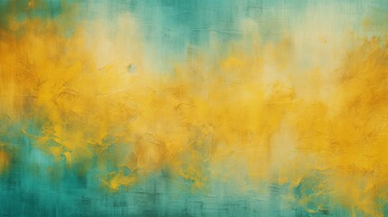 Bright teal and lemon yellow watercolor splotches - obrazy, fototapety, plakaty