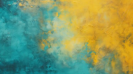 Bright teal and lemon yellow watercolor splotches - obrazy, fototapety, plakaty