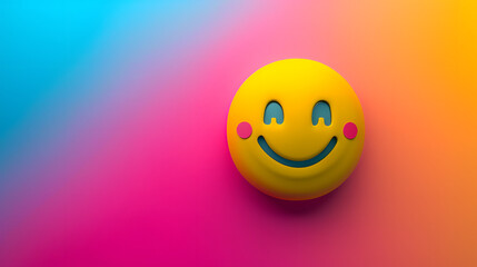 Smile face happy laugh emoji emoticon with colorful vibrant background, happiness concept - obrazy, fototapety, plakaty