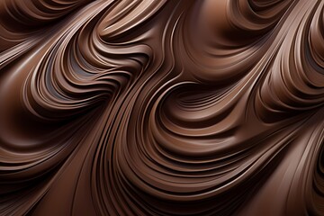A symphony of chocolate curls and waves, intertwined to create an intricate and visually appealing abstract composition.