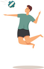 Fototapeta na wymiar Volleyball player jump icon cartoon vector. Kid activity. Sport sea