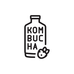 Kombucha homemade tea in bottle. Natural element. Pictogram for web page, mobile app, promo