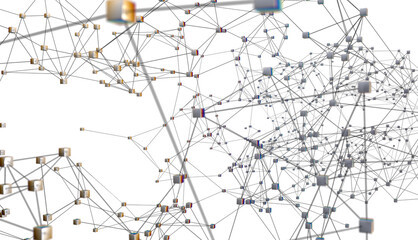 Abstract polygonal space with connecting dots and lines. Dark background. Connection structure. 3d Widescreen