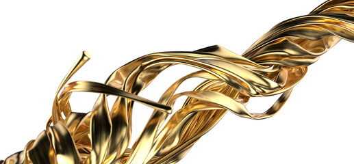 Gilded Waves: Abstract 3D Gold Cloth Illustration with Fluid and Dynamic Motions