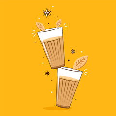Indian hot drink vector. Indian chai icon. Chai is Indian drink. Kerala tea shop illustration vector eps. Indian Kerala roadside. Kerala tea shop line drawing. Kerala Old.