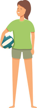 Volleyball girl player icon cartoon vector. Sport team. Field fun kid