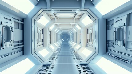 Fototapeta premium Corridor on a future space station.