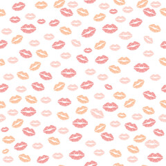 Seamless decorative pattern with lip impressions. Print for textile, wallpaper, covers, surface. Retro stylization.