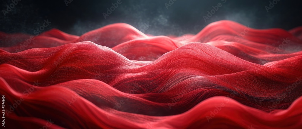 Poster a group of wavy red waves on a black background with a light coming from the top of one of the waves