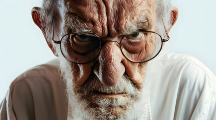 Photo of angry old man pensioner unhappy mad crazy conflict disagreement - obrazy, fototapety, plakaty