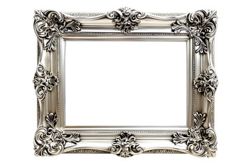An antique silver picture frame isolated on white background, perfect for displaying family photos and adding a touch of elegance to home decor.