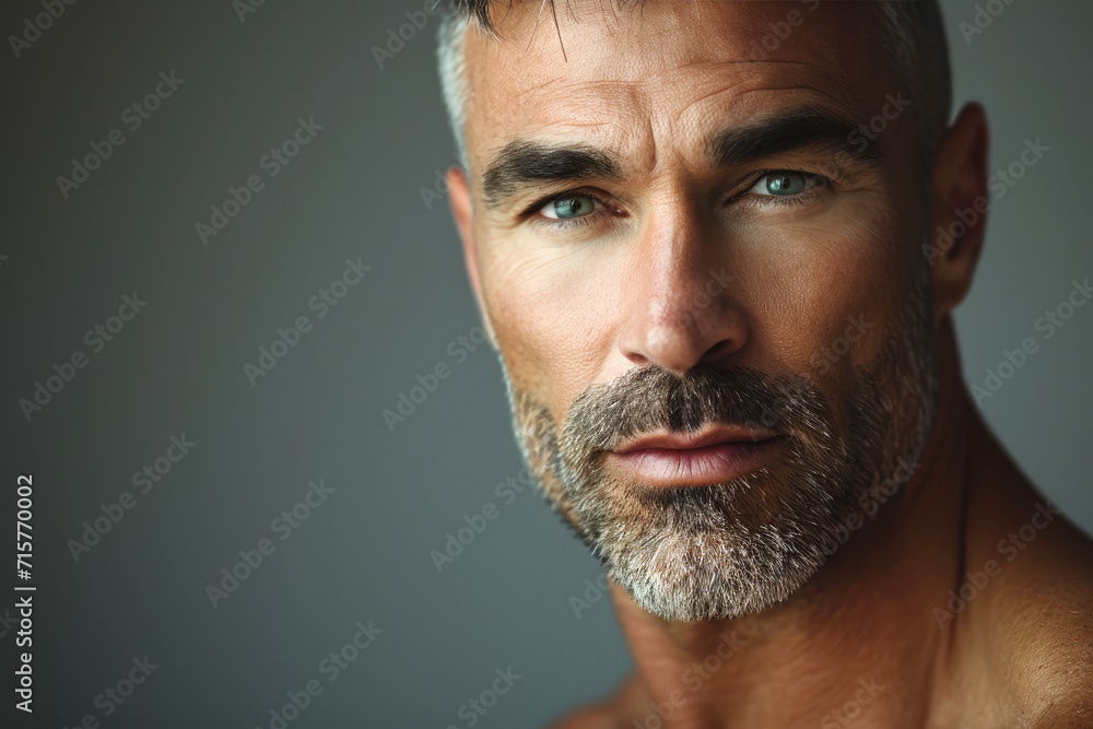 Poster muscular man with short stubble shot