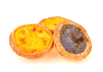 Sweet Baked Egg tart isolated on white background