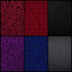Different colors damask velvet textures set
