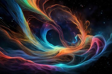Fototapeta premium A symphony of neon waves in a cosmic symposium