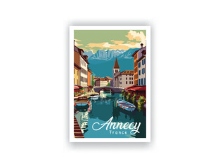 Annecy, France. Vintage Travel Posters. Famous Tourist Destinations Posters Art Prints Wall Art and Print Set Abstract Travel for Hikers Campers Living Room Decor