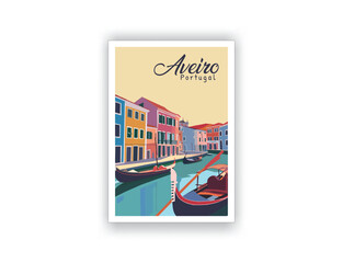 Aveiro, Portugal. Famous Tourist Destinations Posters Art Prints Wall Art and Print Set Abstract Travel for Hikers Campers Living Room Decor