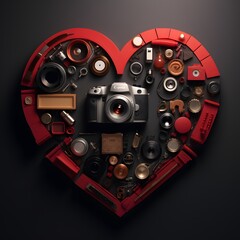 heart with cameras