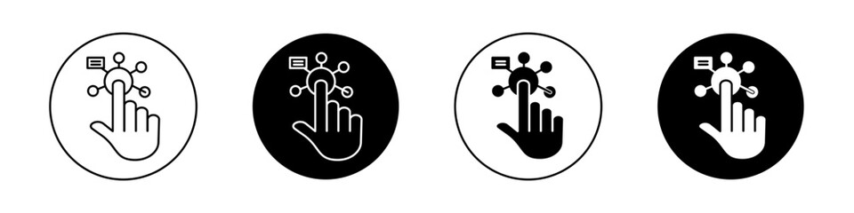 Interactivity icon set. Digital choice button vector logo symbol in black filled and outlined style. click and choose variety icon. - obrazy, fototapety, plakaty