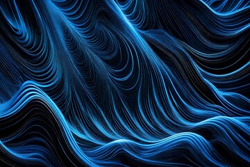 Electric blue waves of energy on a black canvas