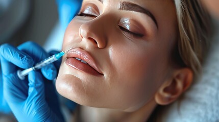 Botox injection in the face of a woman. Beauty and youth treatment,generative ai