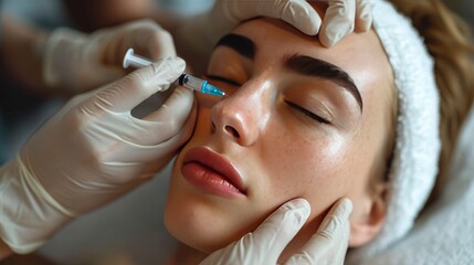 Botox injection in the face of a young man. Beauty and youth treatment, generative ai