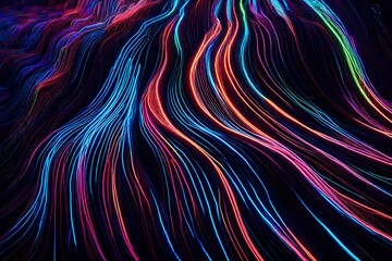 Neon waves cascading like a waterfall of light