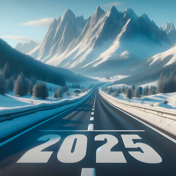 2025 text on road in mountains