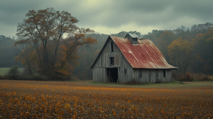 old barn in the autumn