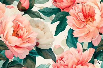 Fotobehang Abstract floral art background template botanical watercolor, Vector floral illustrations of buds, leaves, pastel tones,frame, seamless pattern, peony for wedding invitation, greeting card or poster © chandlervid85