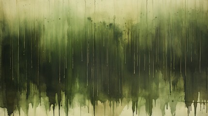 Dark mossy green and espresso watercolor drips - obrazy, fototapety, plakaty