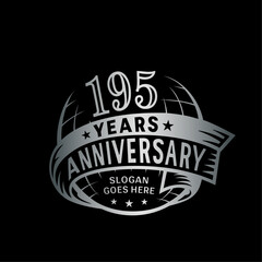195 years anniversary design template. 195th logo. Vector and illustration.