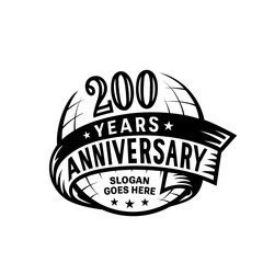 200 years anniversary design template. 200th logo. Vector and illustration.
